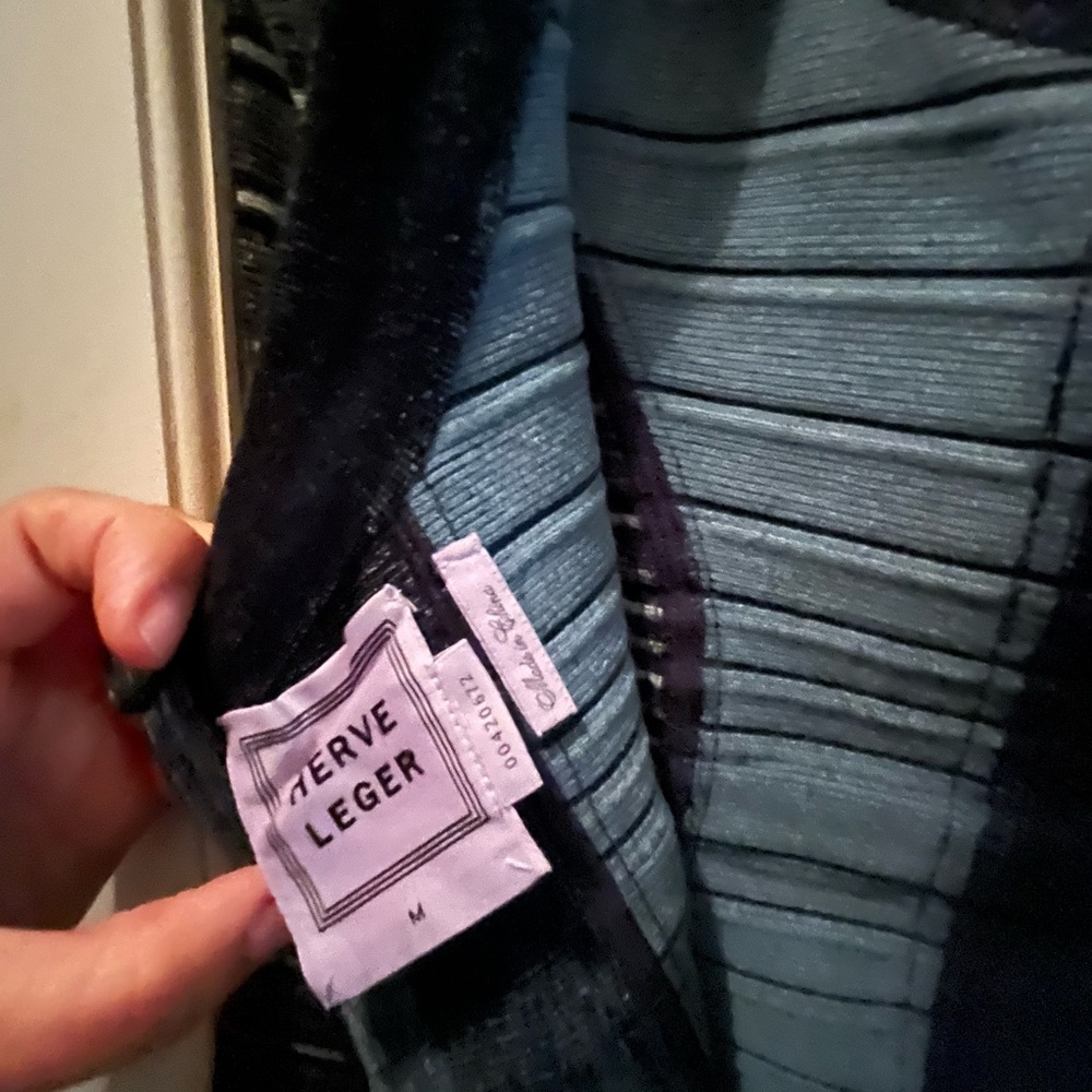 Denim Herve Leger bandage dress. Seen on Rachel McAdams in Southpaw. - Picture 4 of 6